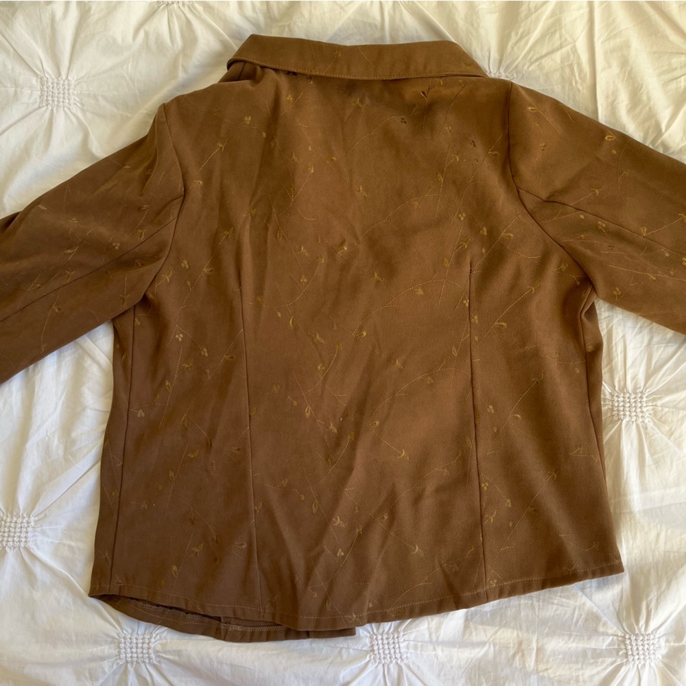 Embroidered Tan Button-Down - Picture 2 of 4